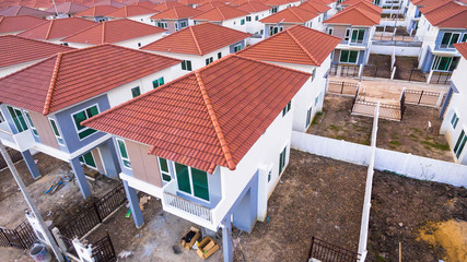 Aerial view of Housing estate, Shot from drone