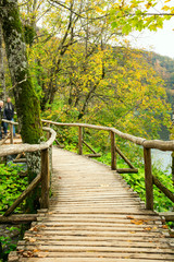 Wooden tourist path in Plitvice lakes national park