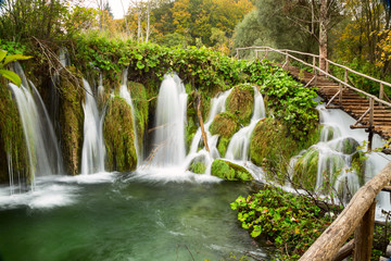 waterfall in deep forest in Plitvice national park
