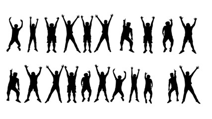 Silhouette of Success man jump with white background