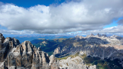 beautiful mountain valleys and peaks in the Italian Dolomites in the European Alps