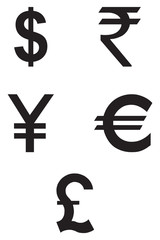 Currency Icons Set. Vector flat design