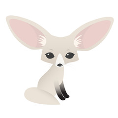 Small cute fennec with big ears // cartoon style editable vector illustration