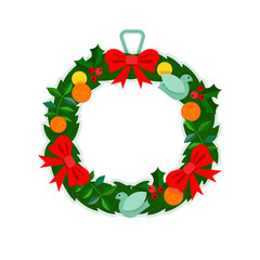 Christmas&nbsp;wreath&nbsp;and&nbsp;a bouquet&nbsp;in the&nbsp;background 