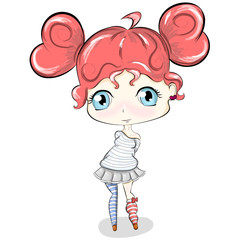 Cute little cartoon girl. Character design anime