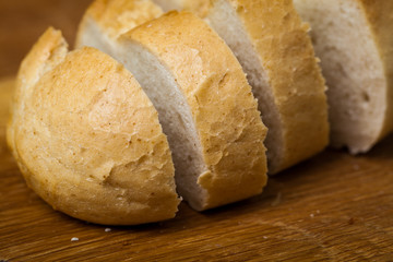 Bread. Baton. Sliced. Hot cakes. Tasty baking. Set.