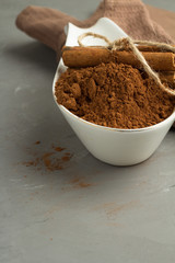 cocoa and cinnamon close-up