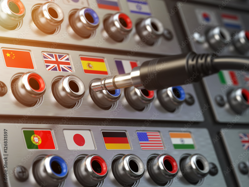 Poster select language. learning, translate languages or audio guide co