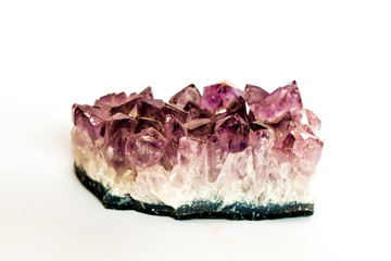 Purple Amethyst, precious stone on white background