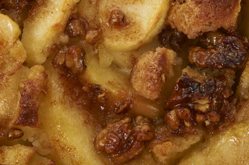 Closeup Of A Apple Pie With Walnut Topping