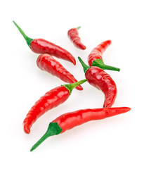 Red chili peppers isolated on white background