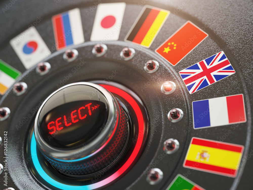 Aufkleber Online learning language or choice language on the web site conc