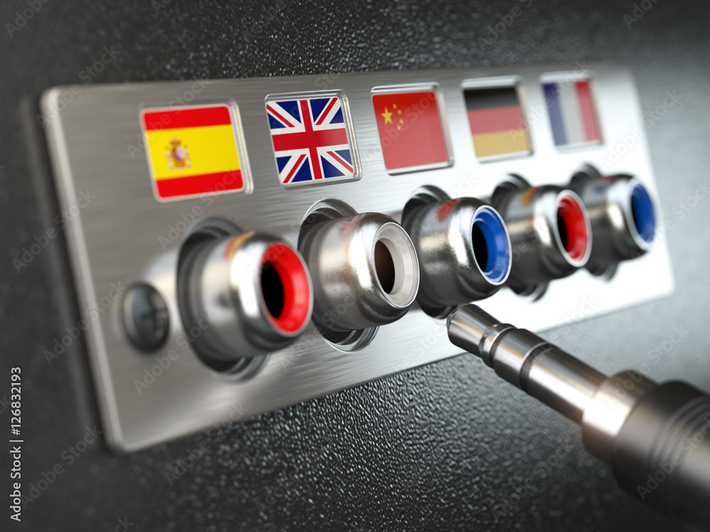 Poster select language. learning, translate languages or audio guide co