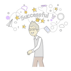 Successful Business Man Dancing. King of Office