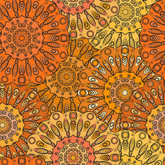 Decorative seamless print for textile or background. Lace oriental ornament.