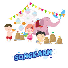 sonkarn festival in Thailand, Thai new year - vector