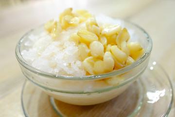 Lotus in syrup and ice sweet taste.