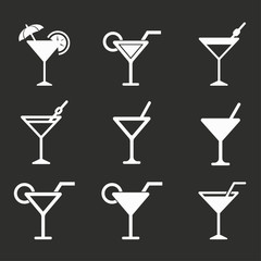 Cocktail icon set.
