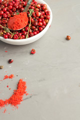 pink pepper and red pepper