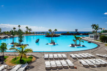 Parque Maritimo Cesar Manrique in Santa Cruz de Tenerife, Spain. The pools of this public complex are filled with seawater.