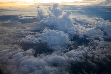 Beautiful cloud view from airplane on sunrise