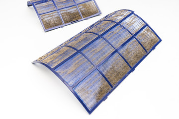 air conditioner filter with dust isolated on white