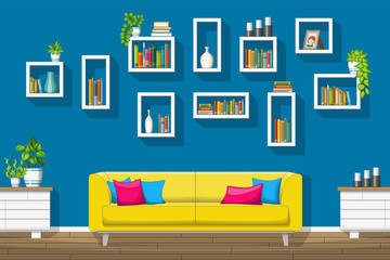 Illustration of interior equipment of a modern living room
