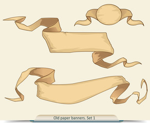Set of vector old paper banners