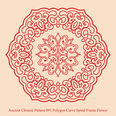 Ancient Chinese Pattern_091 Polygon Curve Spiral Frame Flower