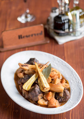 Juicy beef and potatoes in sauce