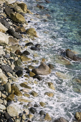 transparent sea on the promenade of Varazze in Liguria