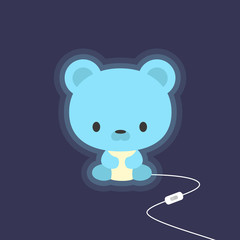 Cute teddy bear night light / cartoon style editable vector illustration