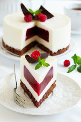 Delicious raspberry cake with raspberry jelly.