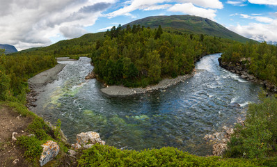 Fototapeta na wymiar Spectacuar River Bend in the Abisko National Park, Sweden