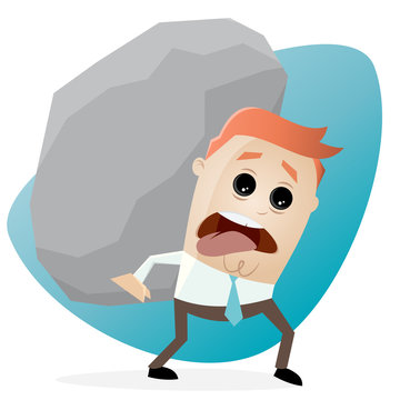 clipart of businessman carrying a big rock