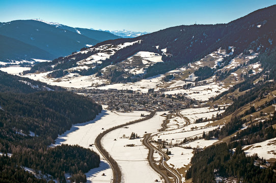 Dolomites Mountains In Winter (Puster Valley)