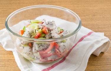 Delicious Fresh Fruits Salad in A Glass Bowl