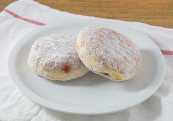 Two Delicious Donut Filled with Strawberry Jam