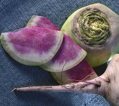 watermelon radishes sliced
