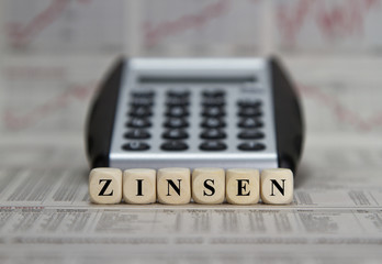 Interest word built with letter cubes