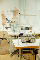 Sewing machine are ready for tailoring process