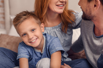 Happy family relaxing at home