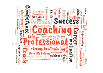 Coaching word cloud on white background