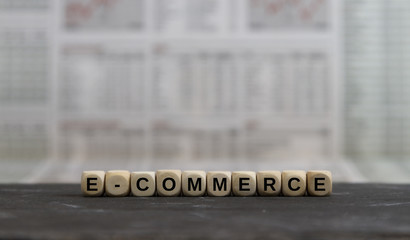 E-Commerce word built with wooden letters