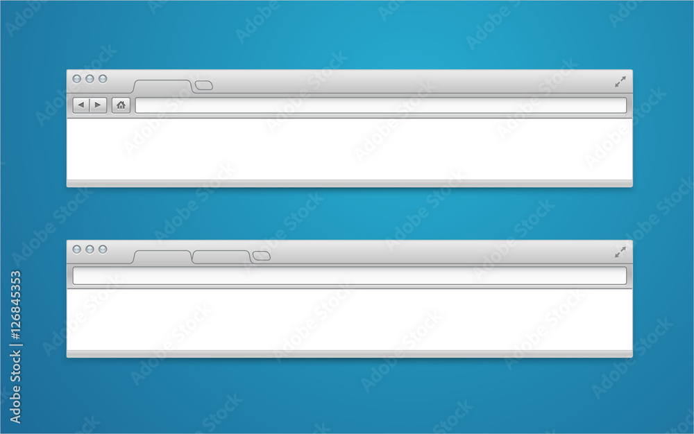Poster Opened browser headers set. Vector mockup. Past your content int