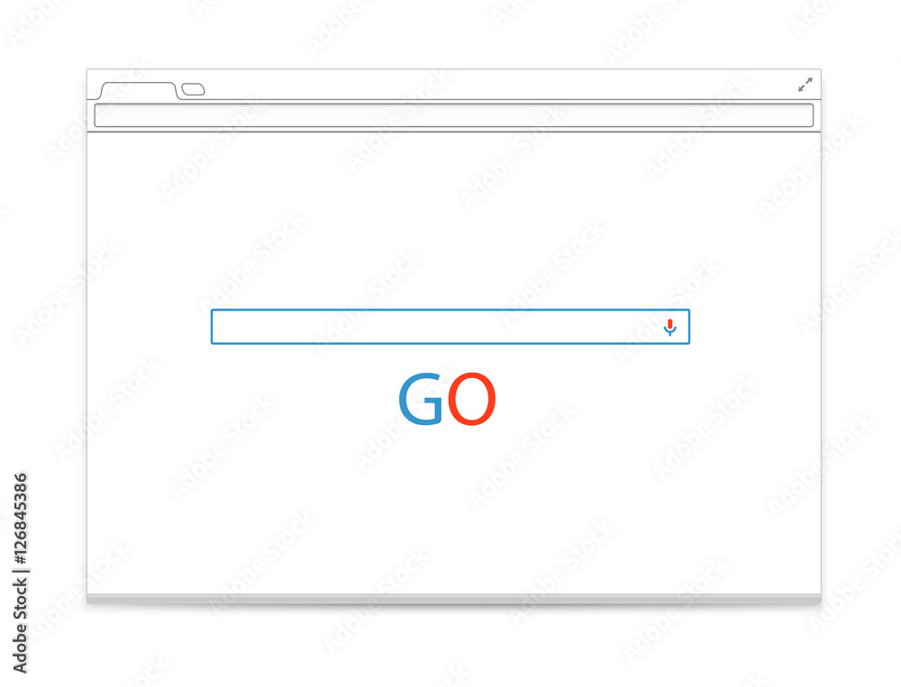 Poster Opened browser vector template with search tab. Vector mockup is