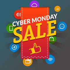 Cyber monday sale shopping tag vector illustration