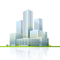 Modern cityscape vector illustration. Business city skyscrapers