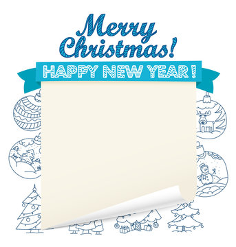 Christmas season vector elements set. Greeting card template. Pl