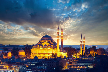 Fototapeta premium The historic center of Istanbul at sunset. Turkey.